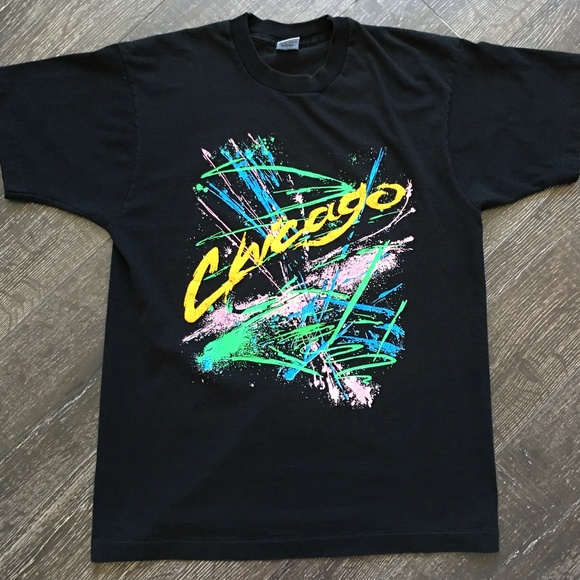 Vintage Other - Vintage 90s Men's Chicago Neon T-Shirt Large Retro